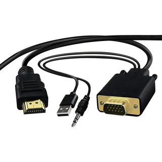 Neon 台灣霓虹 VGA公轉HDMI公+3.5mm音頻 轉接線, 1.8m, 1組