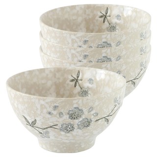 JUST HOME 日式雪櫻花麵碗 4入組 陶瓷碗 15.5x8.5cm, 5765-05A H5765-05, 1組