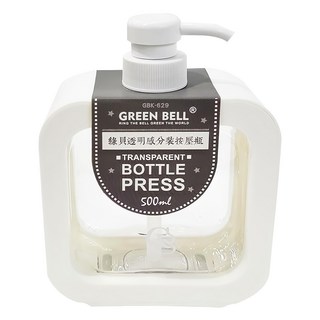Green Bell 綠貝 透明感分裝按壓瓶, 500ml, GBK-629, 1件