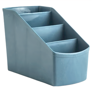 四格桌面收納盒 PP塑料材質 12.5cm*16.7cm*7.6cm, 藍色, 1組