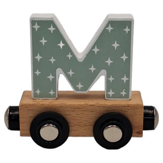 TRYCO 木製字母火車_M, 1入 - 兒童益智玩具，字母認知，激發想像力, 綠色, M