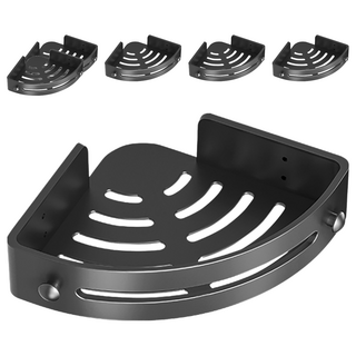 JAR 嚴選 免打孔浴室三角瀝水多功能置物架, 黑色, 6個