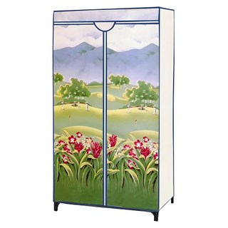 三和牌 DIY收納套管衣櫥組 塑膠衣櫥 外宿租屋 布架合裝 LTP-1型 台灣製造, 山景風光 綠色 + 藍色