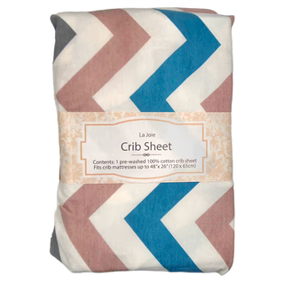 La Joie 喬依思 100%純棉彈性床包 嬰兒床床笠, M(120 x 65cm), 質感條紋, 1組