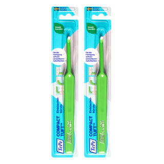 TePe 緹碧 Compact Tuft 單頭刷 小巧彎曲刷頭 760根柔軟刷毛 防滑握柄 萬用刷, 1入, 2支