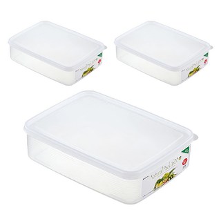 inomata保鮮盒 1.6L長方形冰箱收納 透明盒身易於辨識 食品級材質安全無毒, 3入, 1組