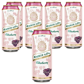 RADLER 萊德 0.0%無酒精啤酒風味飲, 接骨木果, 天然釀造,保留啤酒花風味, 500ml, 6罐