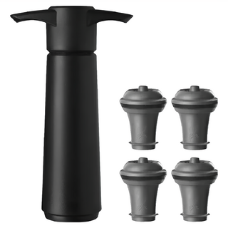 Vacu Vin 葡萄酒抽真空器套裝，含真空器 x 1 + 瓶塞 x 4, 黑色, 1組