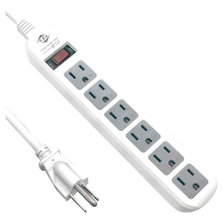 WeiTien 威電 1開6插直向電腦插 過載自動斷電 阻燃防火PC料, 2.7m, 白色, 1個