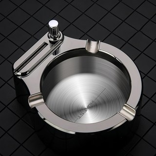 萬次打火機菸灰缸 咖啡盒, 滑動火柴設計, 不鏽鋼+ABS材質, 113*99*47mm, 金屬黑色, 1個