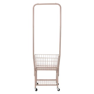 樂嫚妮 鐵藝衣帽架 附籃筐, 粉色