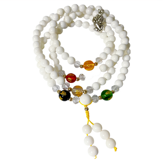 A1寶石 硨磲五行招財貔貅108念珠三圈手鍊, 6mm 白色/1W-250