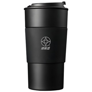 FULOTO 婦樂透 遠紅外線竹炭杯 520ml 含PP杯蓋 高17.1cm, 黑色, 1個