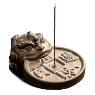 A&R 招財開運 窯變小金蟾香插香薰爐 古銅金 10 x 5.5cm 祈福 淨化 除穢, 1個