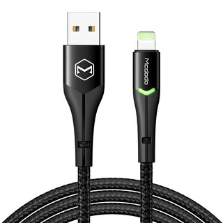 Mcdodo 麥多多 榮光光飛LED線 iPhone 黑色 1.2M 高密度尼龍編織 支援QC4.0/SCP/AFC快充協議 PD36W, 1條