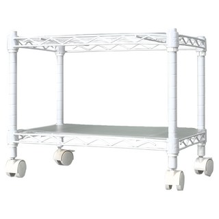 Steel Tycoon 鋼鐵力士 二層架, 28x43x30公分, 含PP墊板與滑輪, 白色, 1個