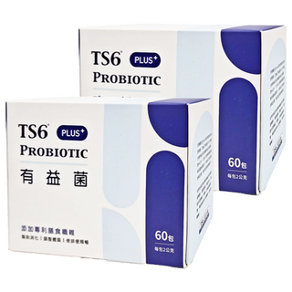 TS6 有益菌 PLUS+，含益生菌+益生質+後生元，添加專利膳食纖維，60包, 2g, 2盒