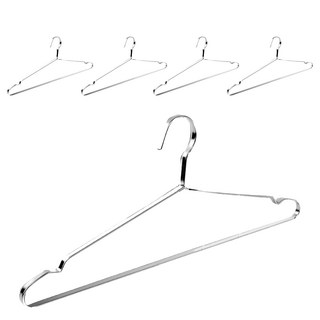 FANCY LIFE 不鏽鋼衣架 5個 加厚扁條款 防滑耐用, 銀色