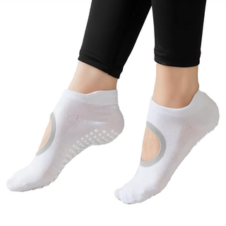 防滑瑜伽襪 圓頭露背款 精選棉質+PVC防滑粒