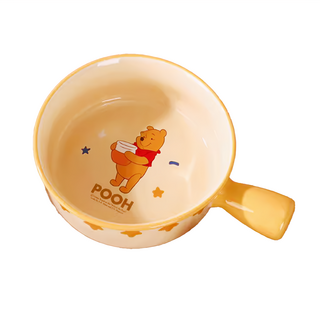 樂尚手把碗 陶瓷碗 15 x 5.5cm, 萌趣維尼熊 黃色, 1個