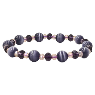 貓眼琉璃手鍊, 紫色, 1個