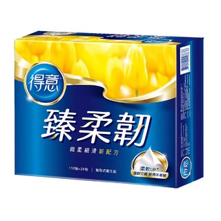 得意 臻柔韌抽取式花紋衛生紙, 緻柔細滑新配方 強韌交織 耐用不易破損 五重保證 安心使用, 24包, 1袋