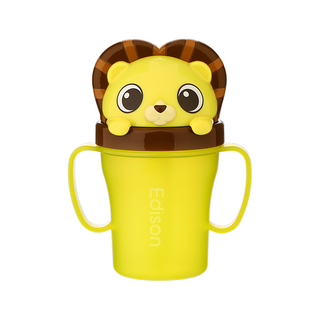 Edison Friends系列 防漏吸管水杯, 黃色獅子款, 200ml, 1個