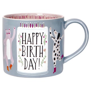 danica STUDIO Jubilee 石陶馬克杯 415ml, 慶生會 灰色 + 粉色, 1個