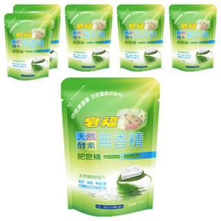 皂福 無香精天然酵素肥皂精 補充包, 添加酵素去除污漬, 自然清潔力, 嬰幼兒衣物適用, 1.5kg, 6包