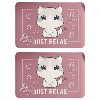 矽藻土軟地墊 Set, 浴室門口/洗手台/浴缸旁適用, 30x50cm/40x60cm/50x80cm, 60 x 40cm, 粉底布偶貓, 1組