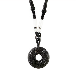 富貴圓滿 黑曜石貔貅項鍊, 直徑3cm, DSP-7401, 1個