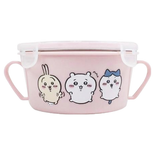 Chiikawa 吉伊卡哇 不鏽鋼雙耳隔熱餐碗, 304不鏽鋼, 粉色, 1個