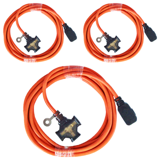 PowerWork 動力工廠 耐熱動力軟線 1對3座 F型平貼式插頭, 4.5m, 橘色, 3條