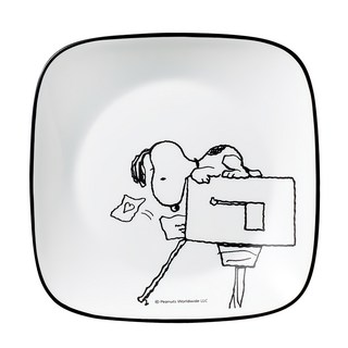 Corelle Brands 康寧餐具 SNOOPY 復刻 方形早餐點心盤, 黑色 + 白色, 1個
