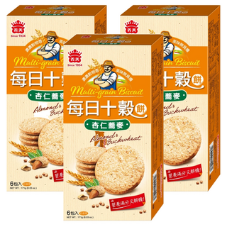 義美 每日十穀養生餅 杏仁蕎麥, 171g, 3盒