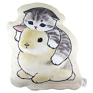 Miravivi 貓福珊迪抱枕 精緻印染柔軟材質, 兔兔 米白色, 54 x 54cm