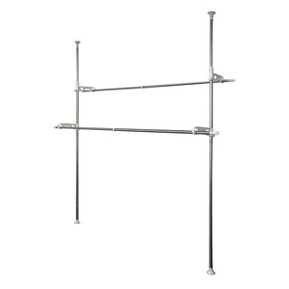 雙手萬能 頂天立地雙桿曬衣架, 最大承重30kg, 高206~310 x 寬214~300 x 深34~51cm, 銀色