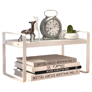 京太陽 單層簡約桌上收納書架, 40*20*18cm 鋼木結構, 白架 + 白色, 1個