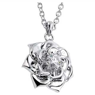 Crossfor 日本進口主鑽 項鍊 Dancing Stone系列 純銀懸浮閃動項鍊, J款玫瑰戀人