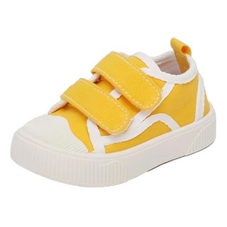 兒童魔鬼氈帆布鞋 PVC防滑膠底, 135mm, 黃色