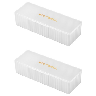 POLYWELL 寶利威爾 數據線收納盒 7格加長款 PW15-T65-0646, 2個, 透明白