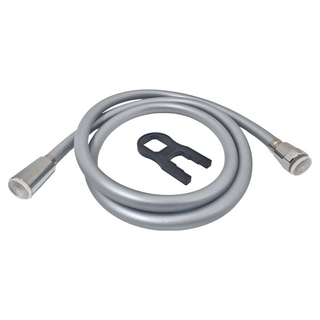 AQUADUO PVC 淋浴水管/自動排水軟管 + 簡易扳手, 1.5m, 銀色