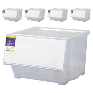 HOUSE 好室喵 極星磁鐵 下掀式整理箱, 透明, 5個