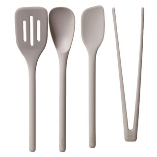 MODORI 磁吸廚具組, 鍋鏟 + 矽膠刮刀 + 料理湯匙 + 夾子, 灰色, 1組