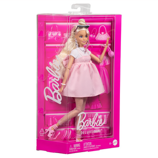 MATTEL 美泰兒 Barbie 芭比洋娃娃, 大蝴蝶結粉紅短洋裝, 時尚造型, 激發想像力, 1盒