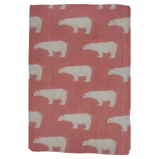 小銅板 日式亞麻門簾, 粉紅北極熊