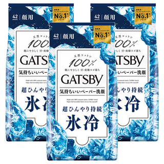 GATSBy 涼感濕紙巾 冰感型 42張, 3包, 199g