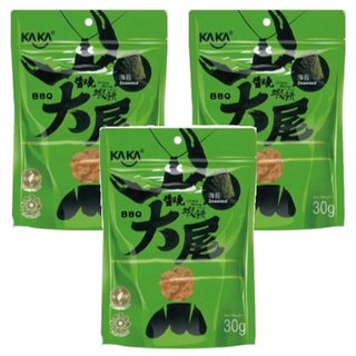 KAKA 海洋燒 大尾醬燒蝦餅 海苔, 30g, 3包