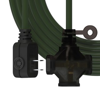 PowerWork 動力工廠 1對3座耐熱動力軟線, 15m, 軍綠色, 1條