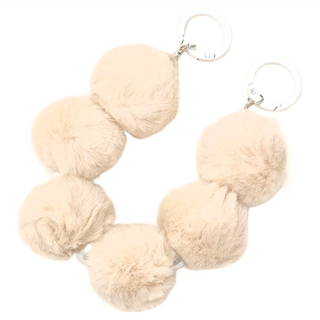 Timo 毛茸茸 雪球串珠短鍊, 手機掛飾/包包吊飾/鑰匙圈, 米白色, 1條